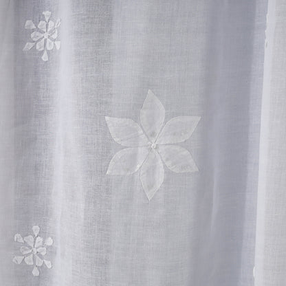 White - Applique Flower Cutwork Cotton Door Curtain from Rampur (7 x 3 feet) (single piece)