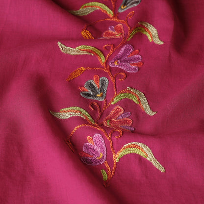 Pink - Kashidakari Hand Embroidery Cotton Stole