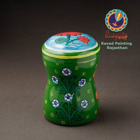 Green Kavad Handpainted Stainless Steel Multi Utility Canister