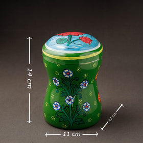 Green Kavad Handpainted Stainless Steel Multi Utility Canister