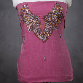  Kashidakari Hand Embroidery Pure Mangalagiri Cotton Kurta Material 