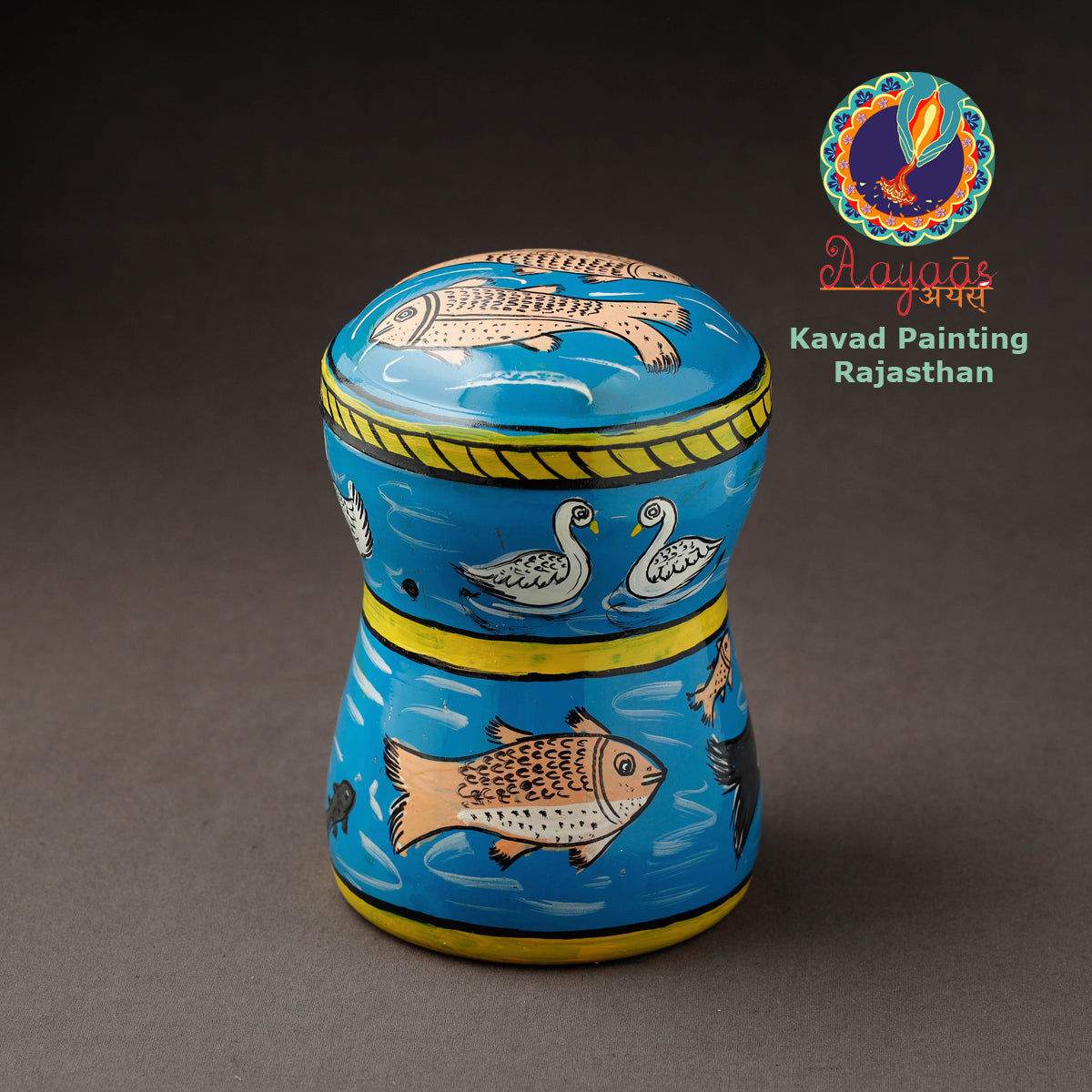 Blue Kavad Handpainted Stainless Steel Multi Utility Canister