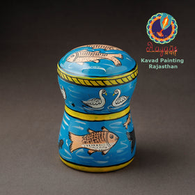 Blue Kavad Handpainted Stainless Steel Multi Utility Canister