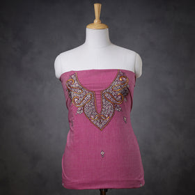  Kashidakari Hand Embroidery Pure Mangalagiri Cotton Kurta Material 