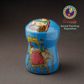 Blue Kavad Handpainted Stainless Steel Multi Utility Canister