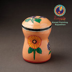 Peach Kavad Handpainted Stainless Steel Multi Utility Canister
