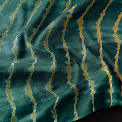 Dark Green Leheriya Tie-Dye Chanderi Silk Fabric