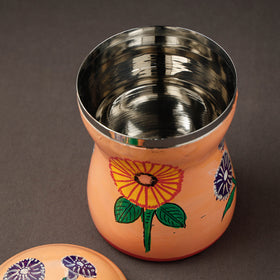 Peach Kavad Handpainted Stainless Steel Multi Utility Canister