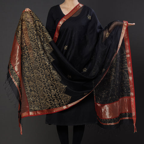 Madhubani Handpainted Traditional Maheshwari Silk Dupatta