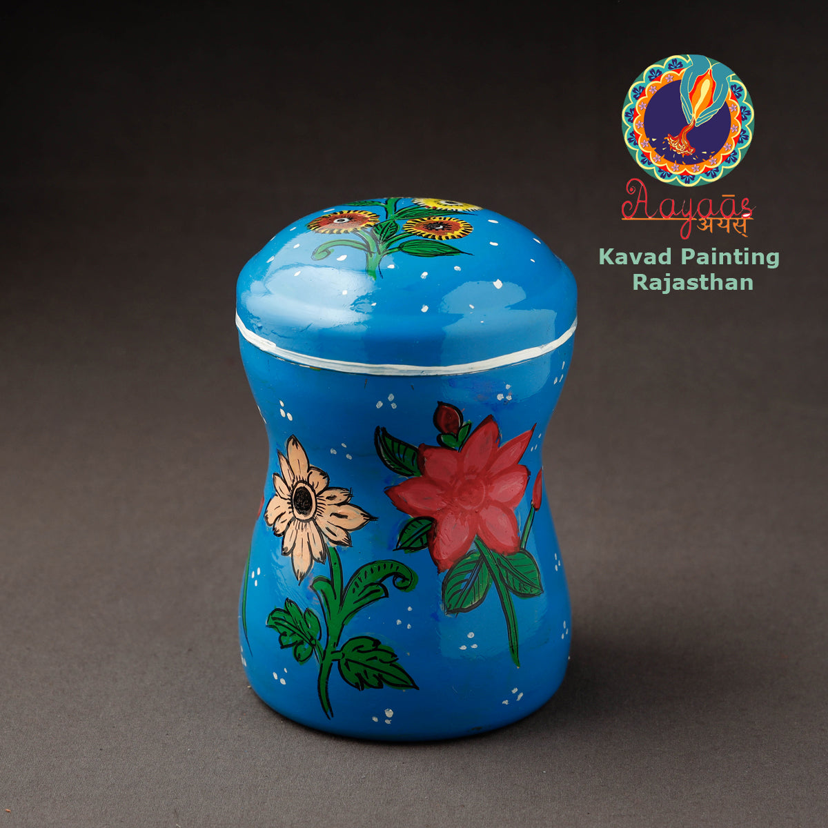 Blue Kavad Handpainted Stainless Steel Multi Utility Canister