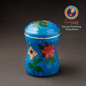 Blue Kavad Handpainted Stainless Steel Multi Utility Canister