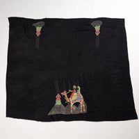 Black - Bengal Kantha Embroidery Raw Silk Blouse Piece