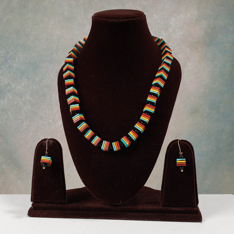 handpainted terracotta necklace set