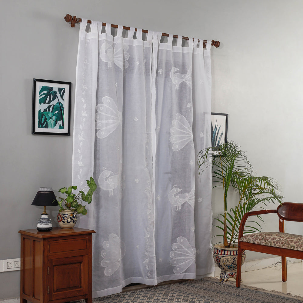 Applique Flower Cutwork Cotton Door Curtain