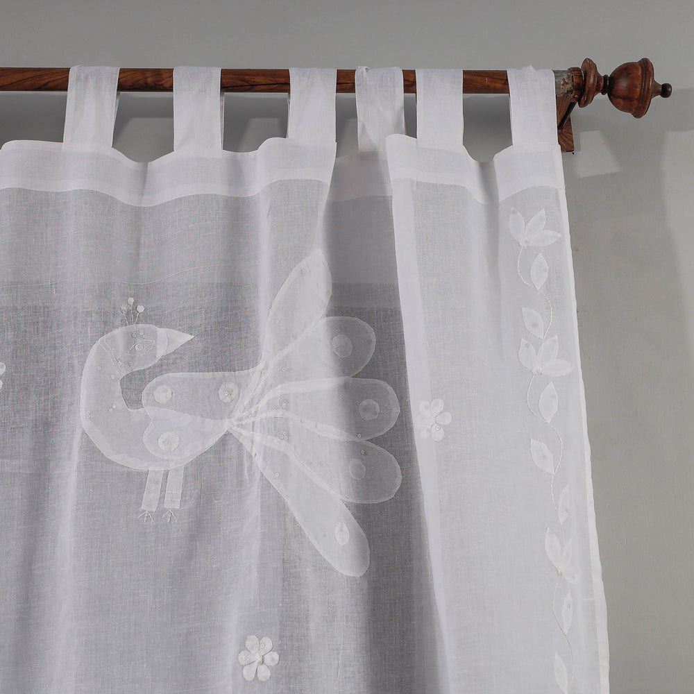 Applique Flower Cutwork Cotton Door Curtain