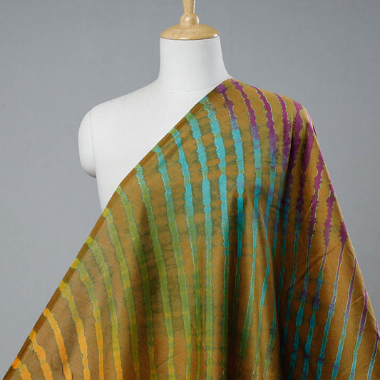 Golden Brown Leheriya Tie-Dye Chanderi Silk Fabric