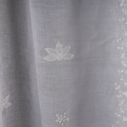 White - Applique Flower Cutwork Cotton Door Curtain from Rampur (7 x 3 feet) (single piece)