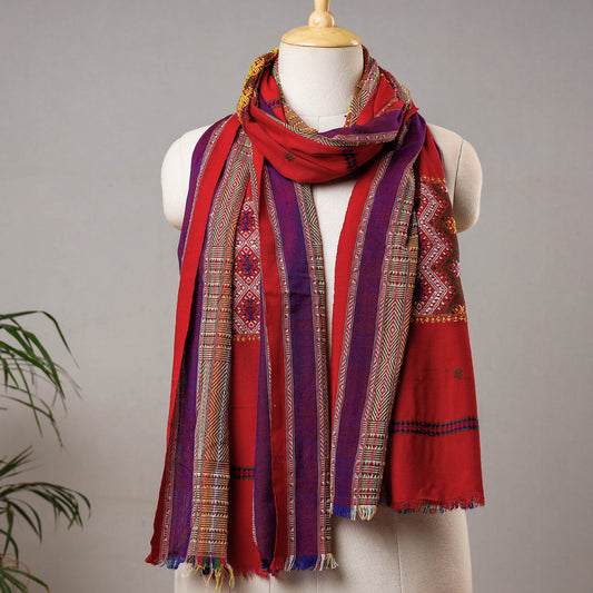 Multicolor - Traditional Pure Handloom Weave Cotton Rabha Kambang / Stole from Assam