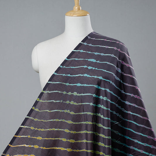 Purple - Dark Grey Leheriya Tie-Dye Chanderi Silk Fabric