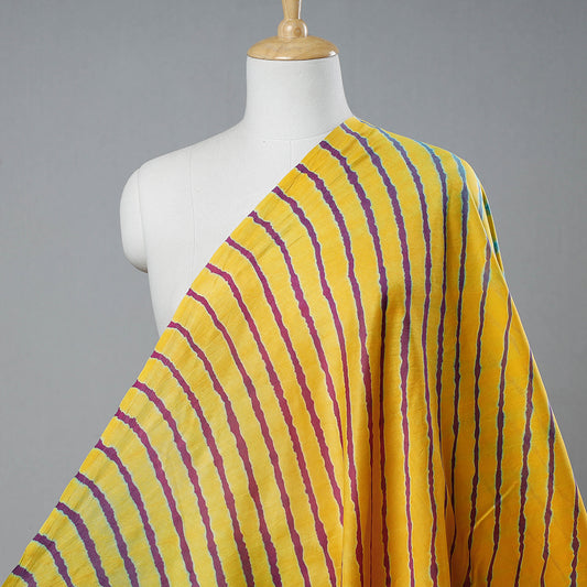 Yellow Leheriya Tie-Dye Chanderi Silk Fabric