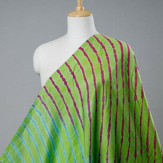Green Leheriya Tie-Dye Chanderi Silk Fabric
