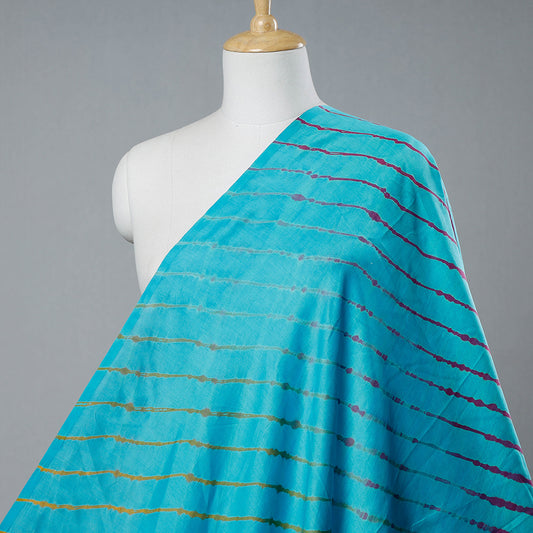 Sky Blue Leheriya Tie-Dye Chanderi Silk Fabric