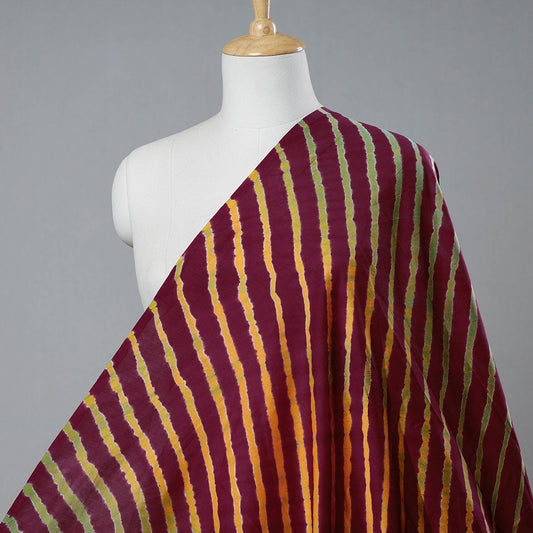 Maroon Leheriya Tie-Dye Chanderi Silk Fabric