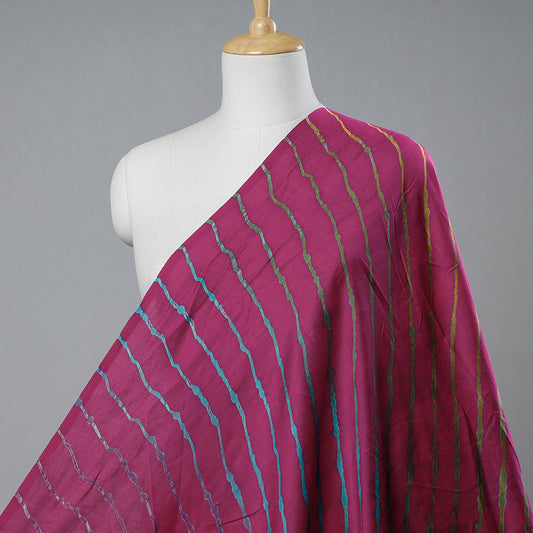 Dark Pink Leheriya Tie-Dye Chanderi Silk Fabric