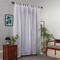 White - Applique Flower Cutwork Cotton Door Curtain from Rampur (7 x 3 feet) (single piece)