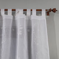 White - Applique Flower Cutwork Cotton Door Curtain from Rampur (7 x 3 feet) (single piece)