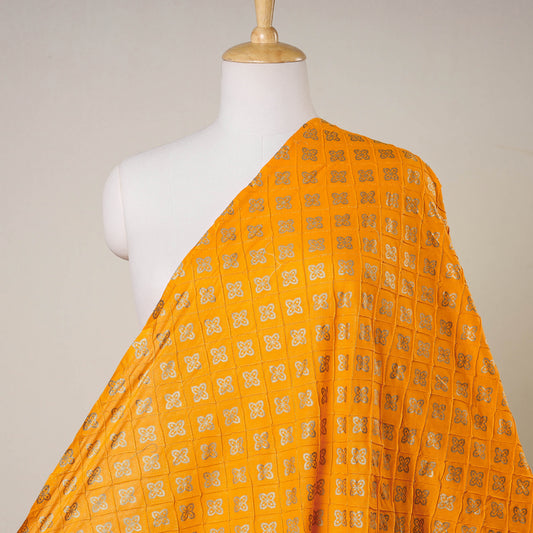 Orange - Pintuck Prewashed Cotton Gold Printing Fabric