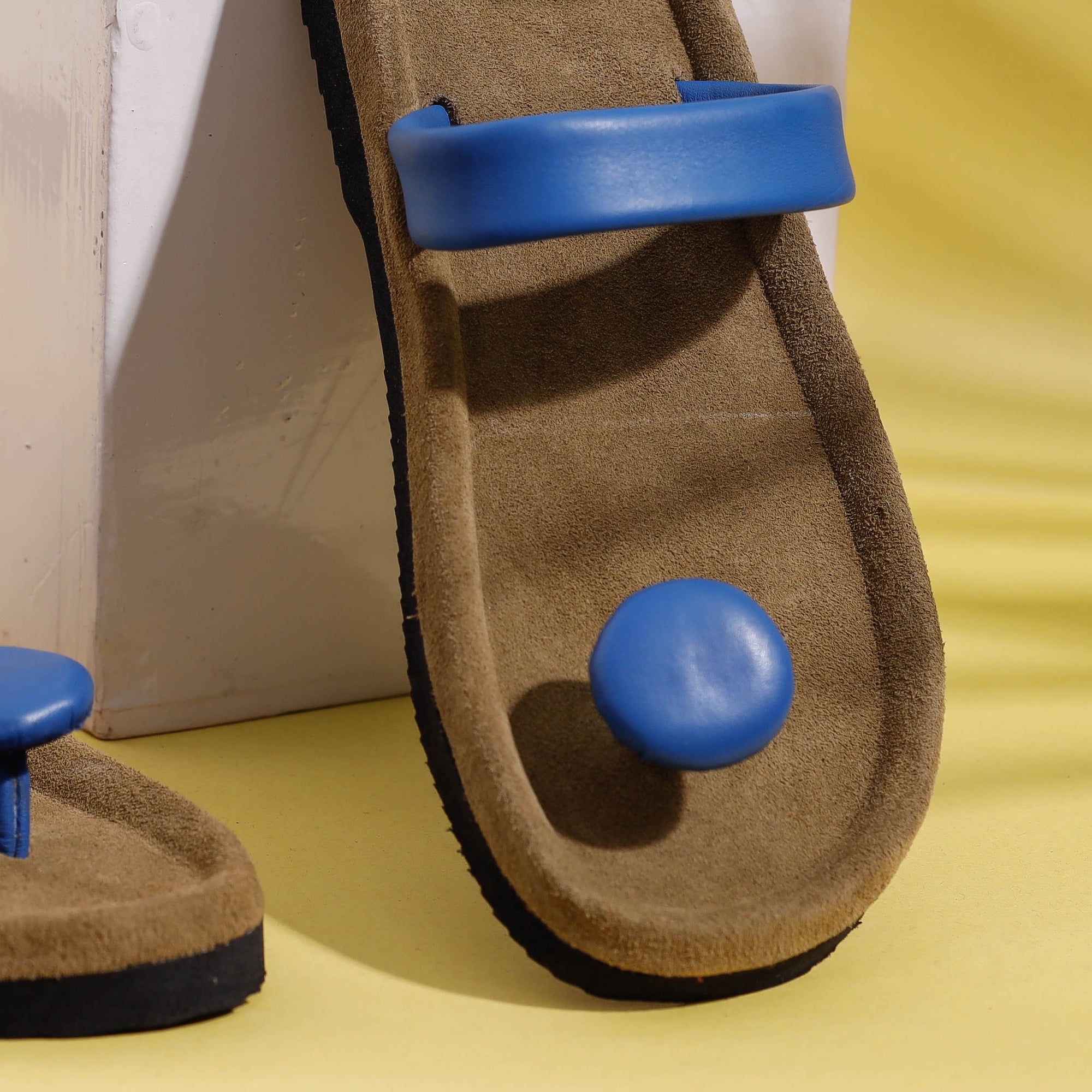 Brown Handcrafted Women's Leather Slippers with Suede 