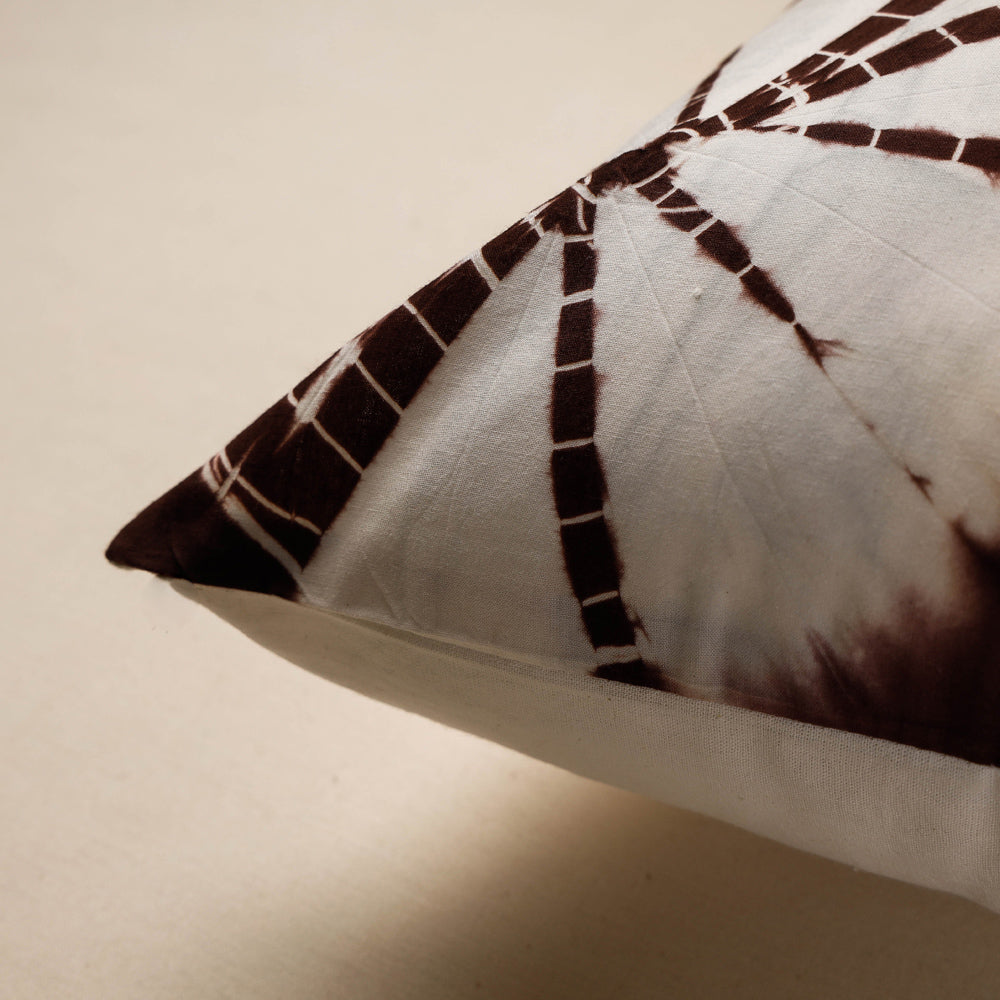 White - Shibori Tie-Dye Cotton Cushion Cover (16 x 16 in)