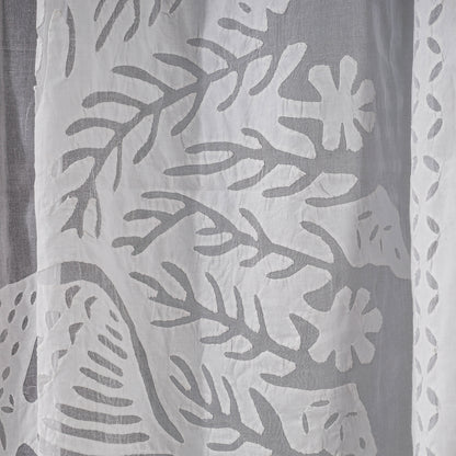 White - Applique Peacock Cutwork Door Curtain from Barmer (7 x 3.5 feet) (single piece)