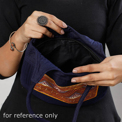 Blue - Traditional Rogan Hand Painted Mashru Shoulder Bag