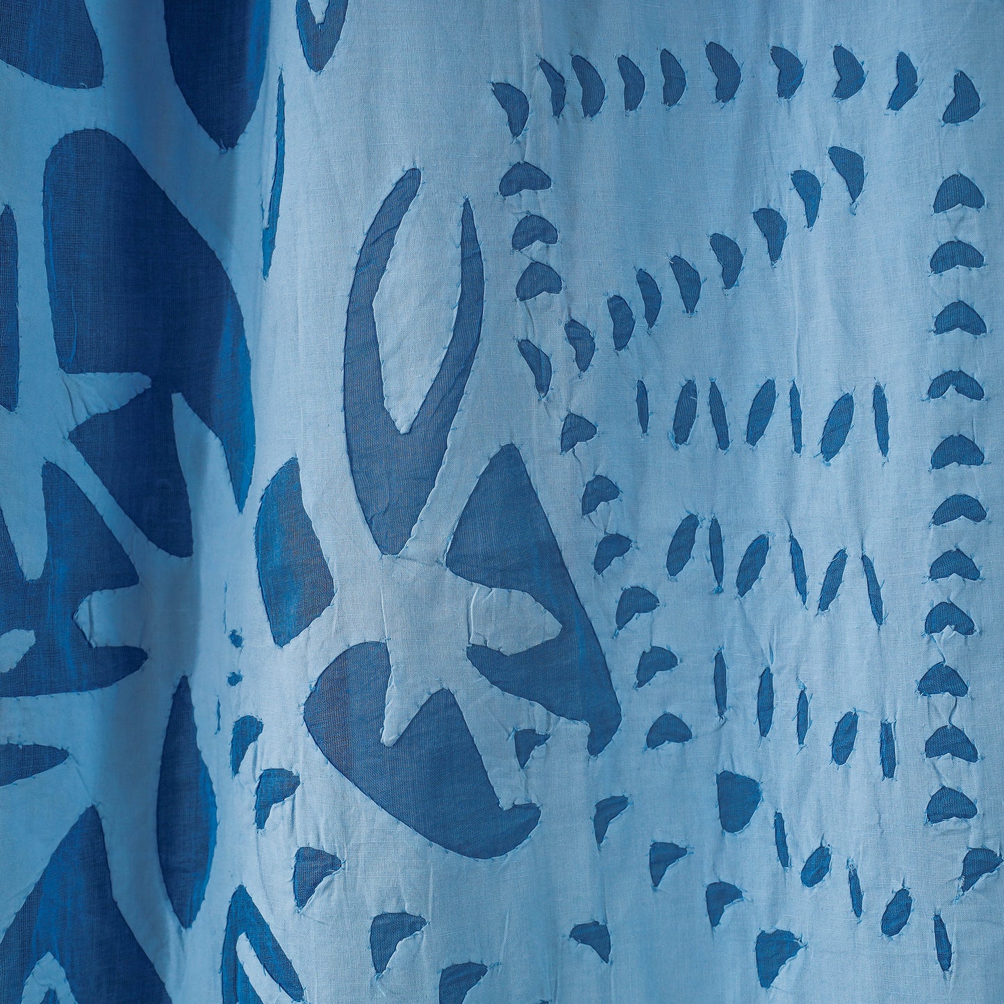 Blue - Applique King Cutwork Door Curtain from Barmer (7 x 3.5 feet) (single piece)