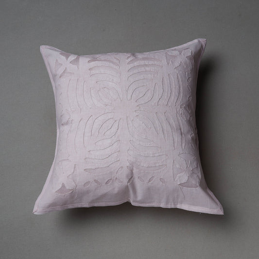 Pink - Applique Cutwork Cotton Cushion Cover (16 x 16 in)