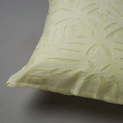 Beige - Applique Cutwork Cotton Cushion Cover (16 x 16 in)