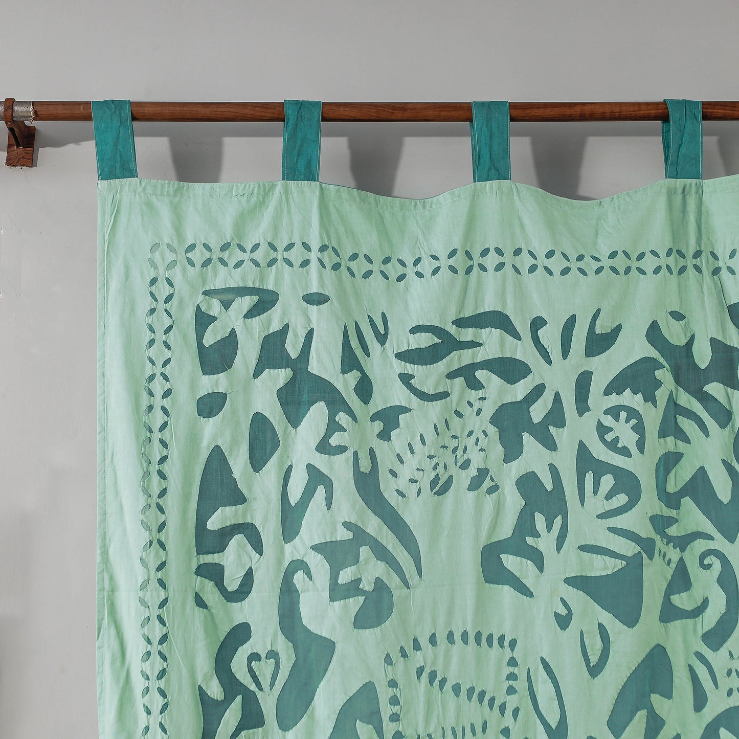 Green - Applique Cutwork Cotton Door Curtain from Barmer (7 x 3.5 feet) (single piece)