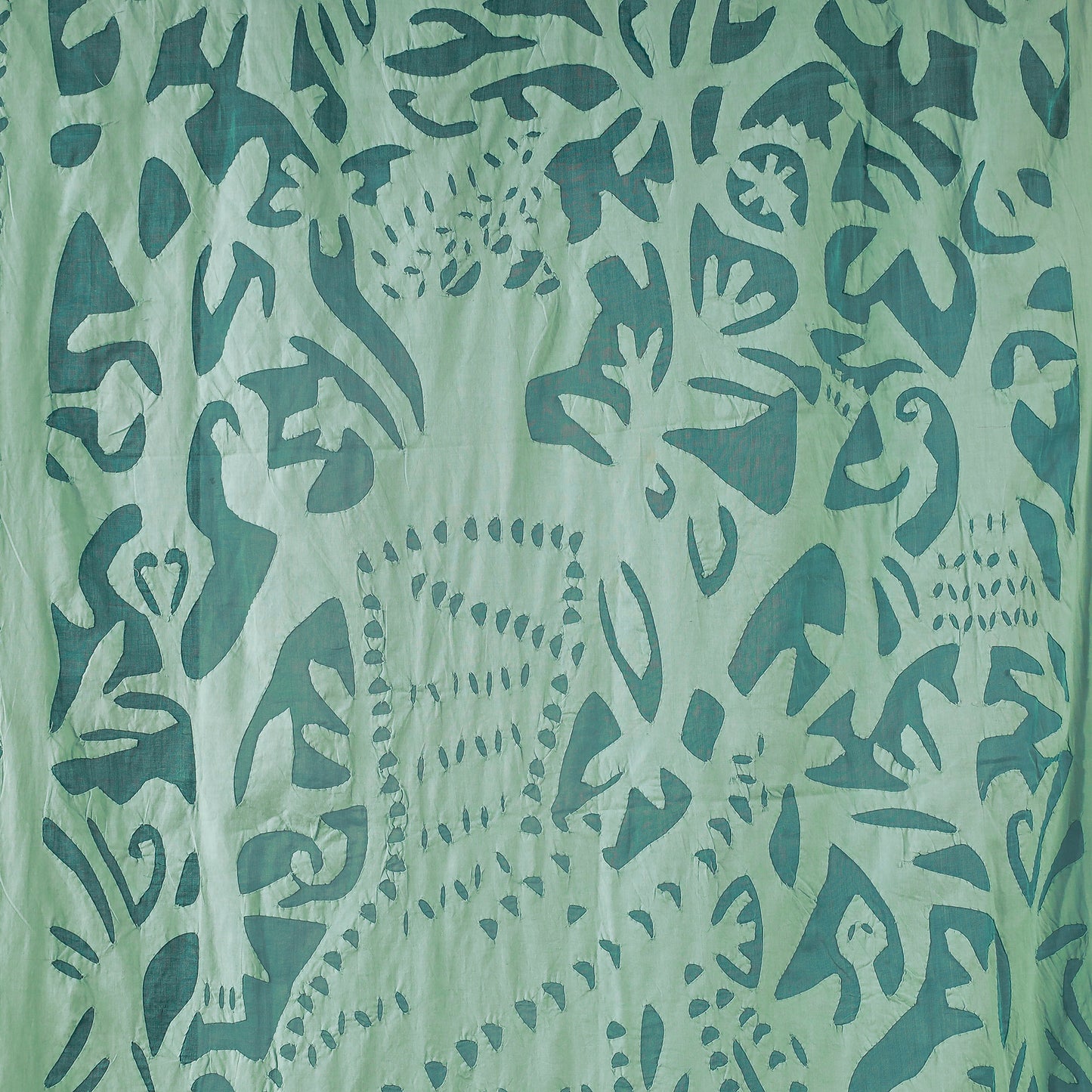 Green - Applique Cutwork Cotton Door Curtain from Barmer (7 x 3.5 feet) (single piece)