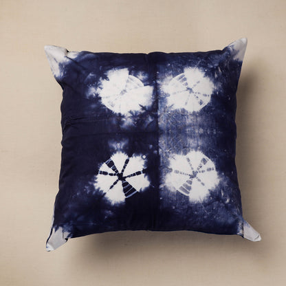 Blue - Shibori Tie-Dye Cotton Cushion Cover (16 x 16 in)