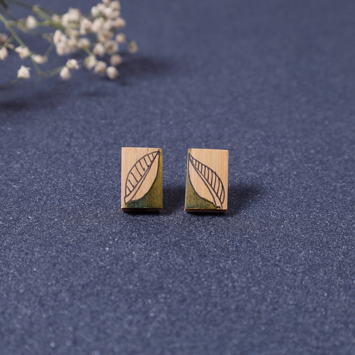 Kerala Mural Handpainted Bamboo Stud Earrings