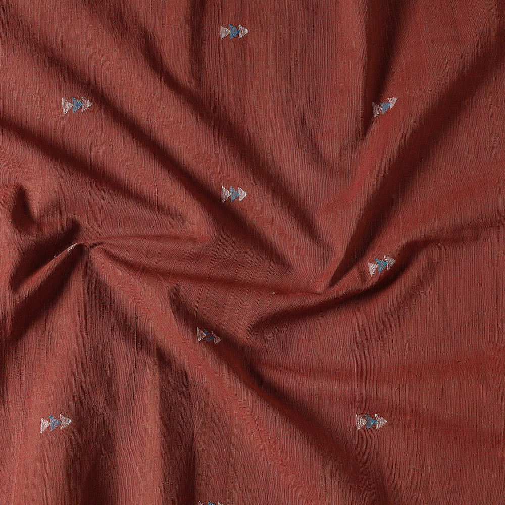 Brown - Godavari Jamdani Pure Handloom Cotton Precut Fabric (0.8 meter)
