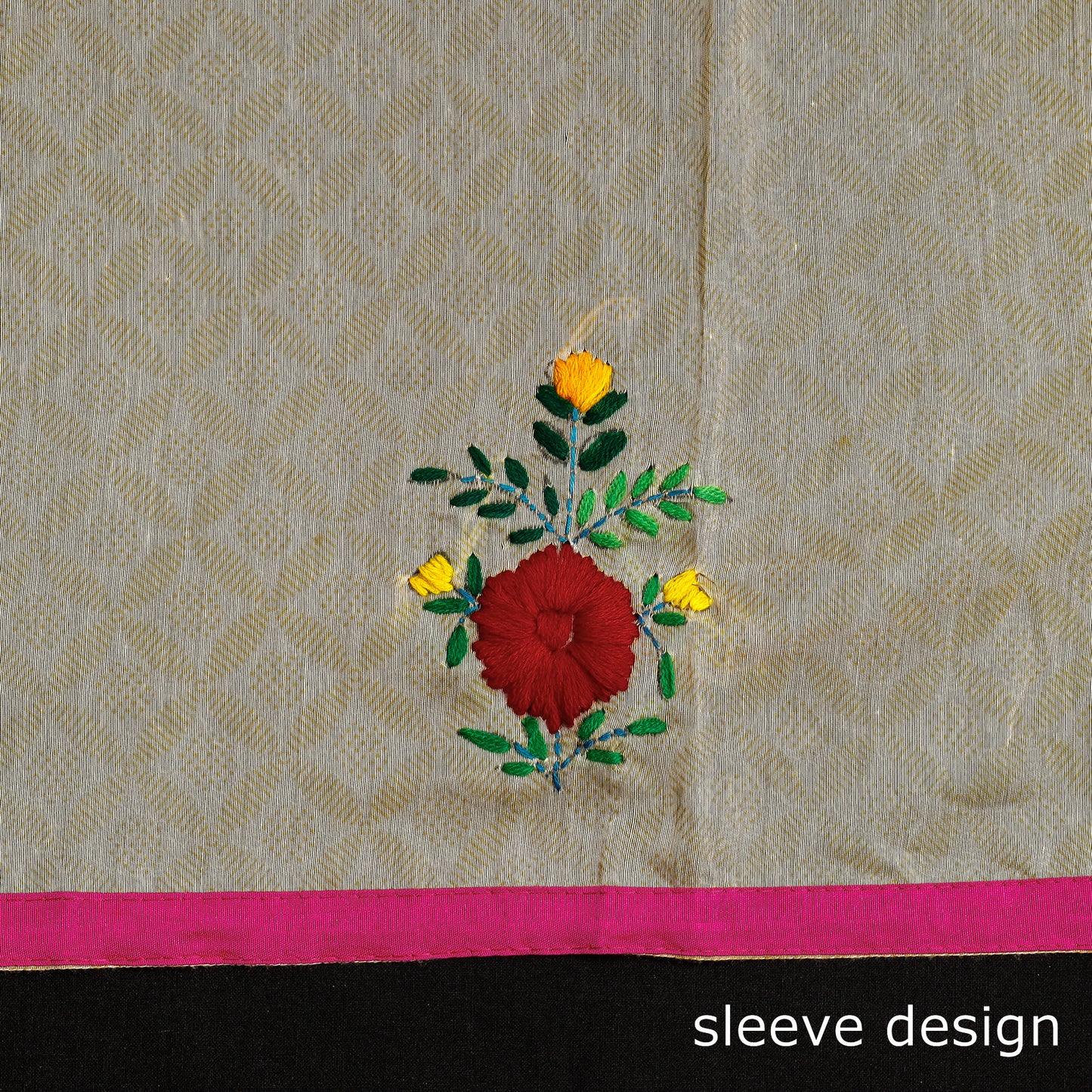 Pink - 3pc Phulkari Embroidery Chapa Work Chanderi Silk Suit Material Set
