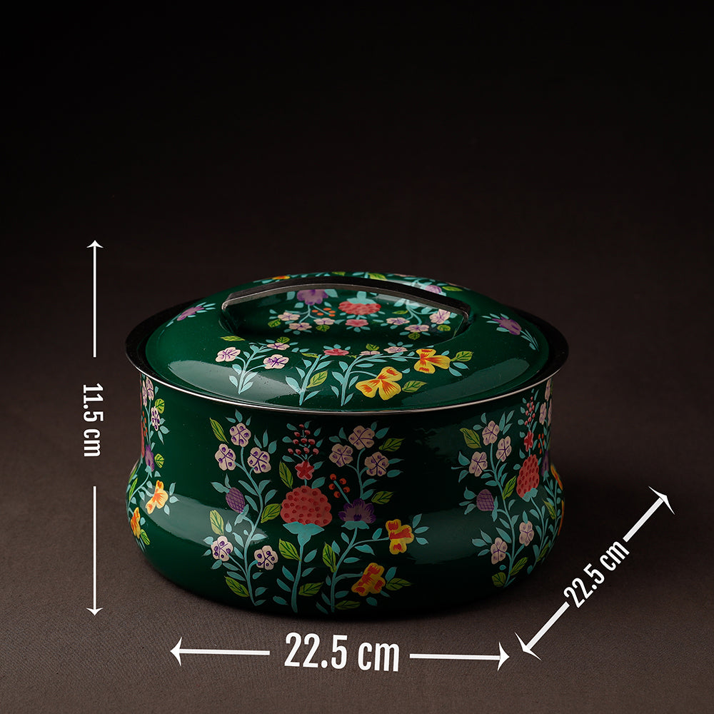 Kashmir Enamelware Floral Handpainted Stainless Steel Casserole