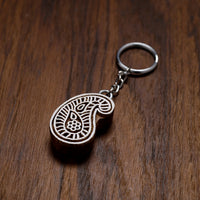 Hand Carved Sheesham Wood Block Keychain