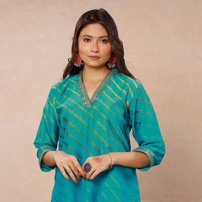  Leheriya Tie-Dye Chanderi Silk Kurta