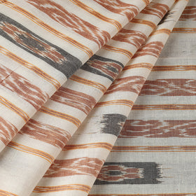 White Sambalpuri Ikat Weave Handloom Cotton Fabric.