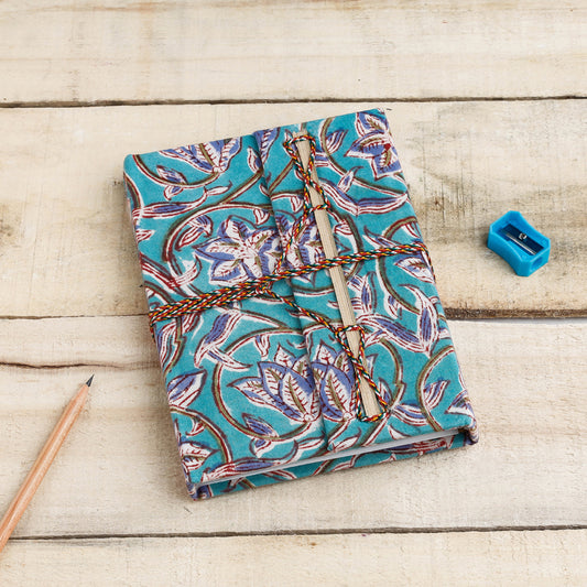 Sanganeri Fabric Cover Handmade Paper Notebook with Thread Lock