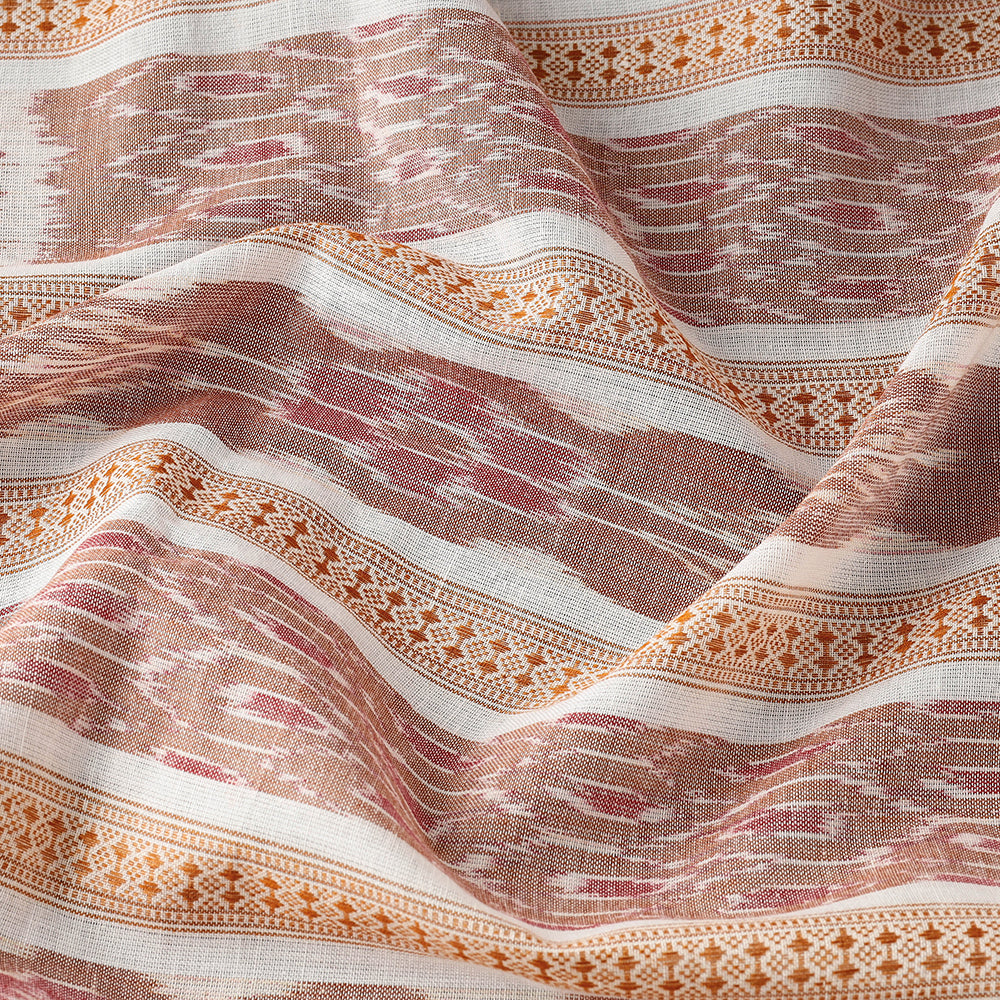 Brown - Sambalpuri Ikat Weave Handloom Cotton Fabric.